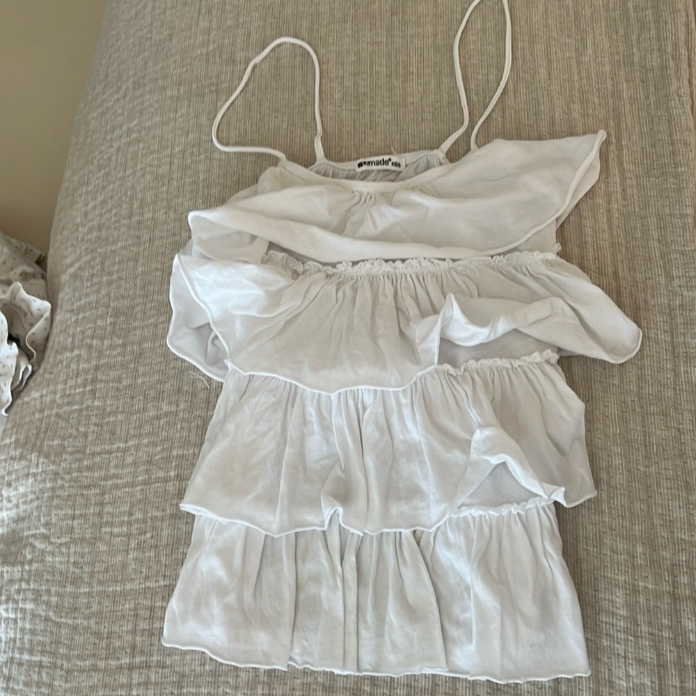 La made white ruffle tank 6x